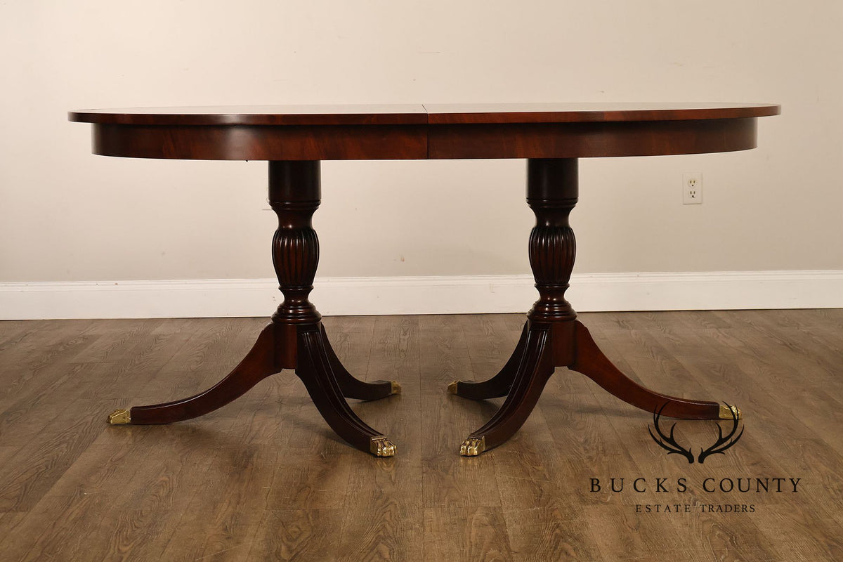 Henkel Harris Regency Style Mahogany Double Pedestal Dining Table