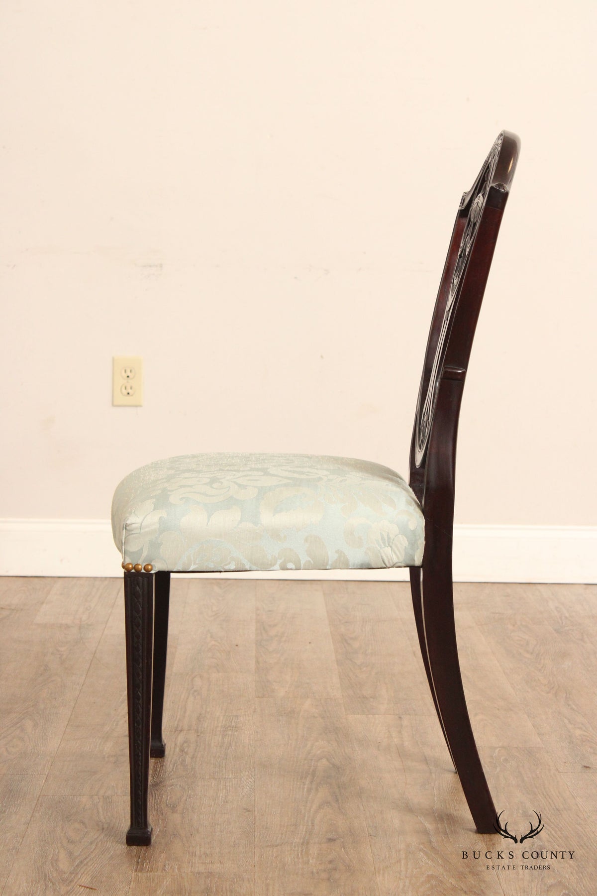 Hepplewhite Style Pair of Mahogany Shield-Back Side Chairs