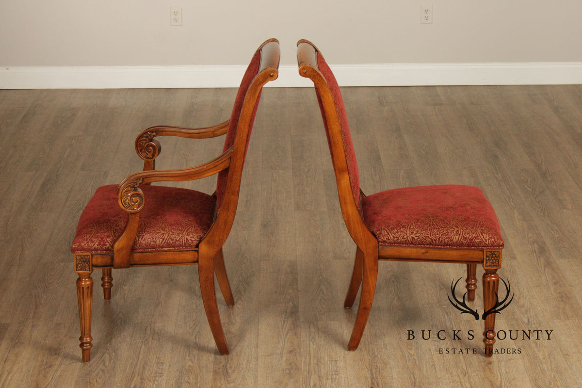 Ethan Allen 'Townhouse' Set of Six Carved Frame Upholstered Dining Chairs