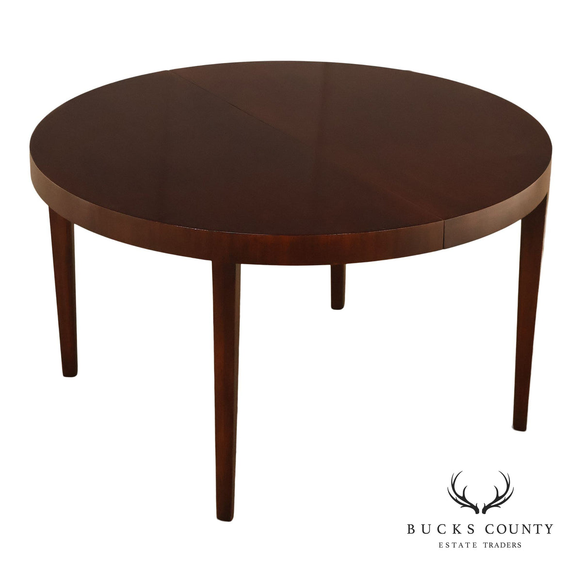 Dunbar Mid Century Modern Round Mahogany Extension Dining Table With Three Leaves