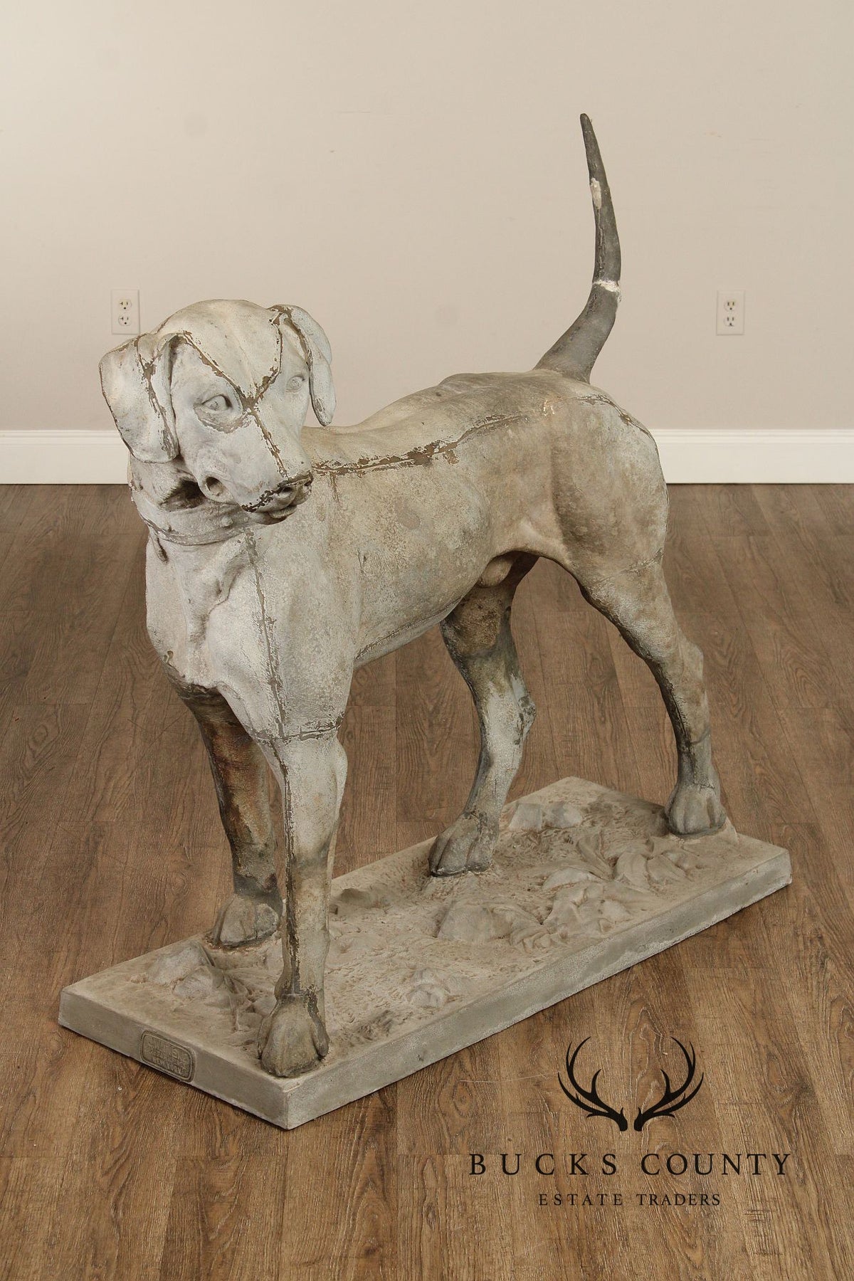 Antique J.W. Fiske Zinc Morley's Dog Statue