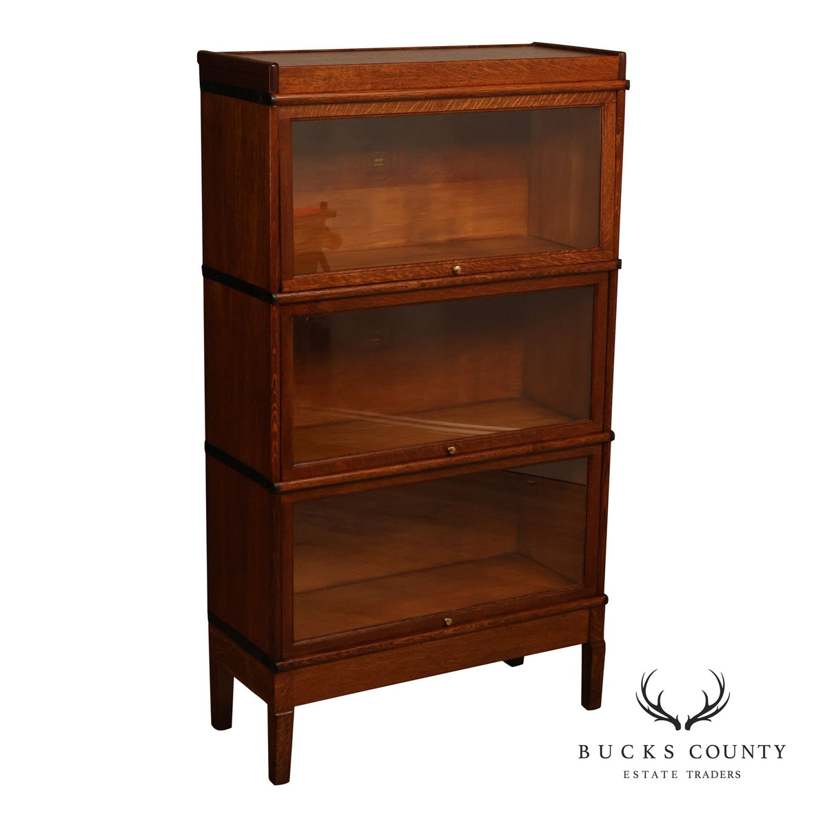 Macey Antique Oak Three Stack Barrister Bookcase
