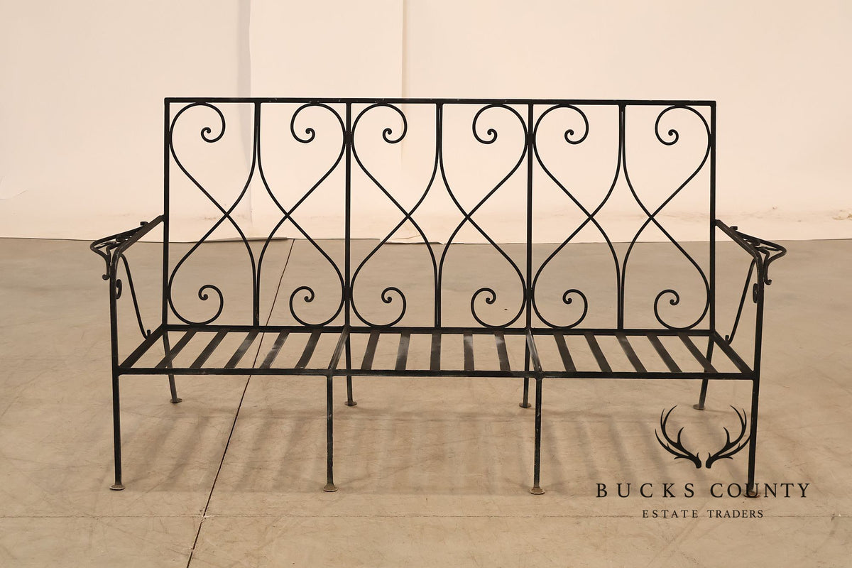 Vintage Wrought Iron Scrollwork Garden Bench