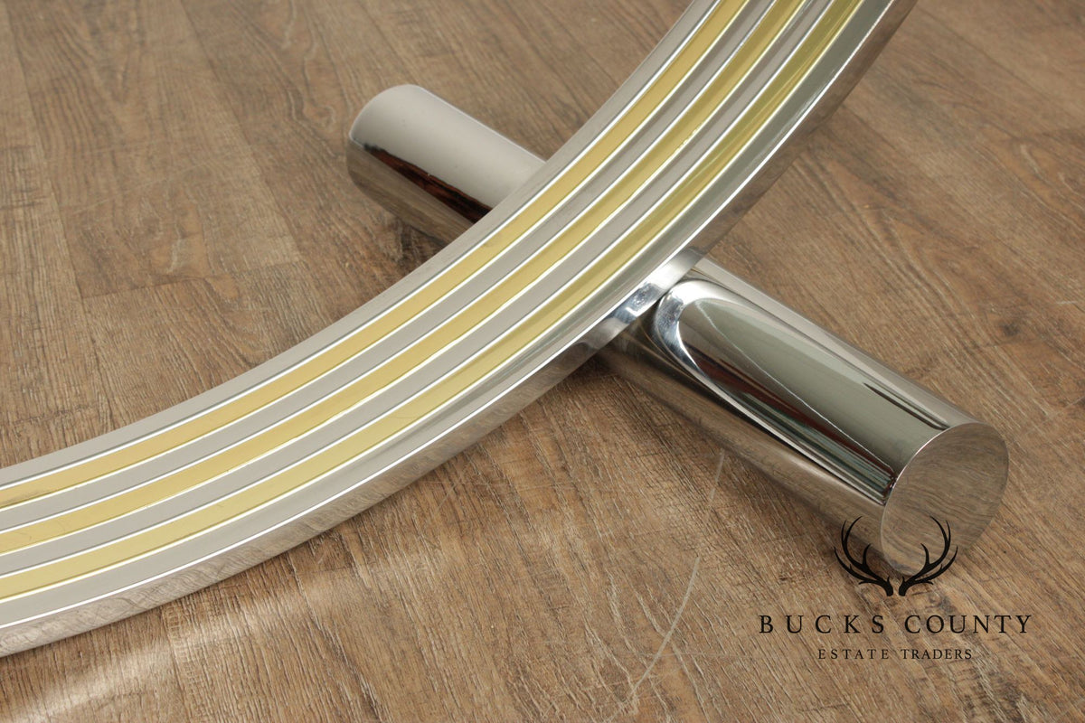 Italian Modern Glass Top Chrome Dining Table Renato Zevi