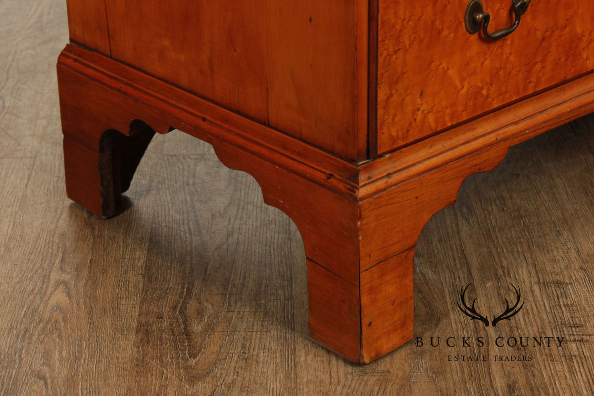 Antique American Chippendale Birdseye Maple Six Drawer Tall Chest, C.1780