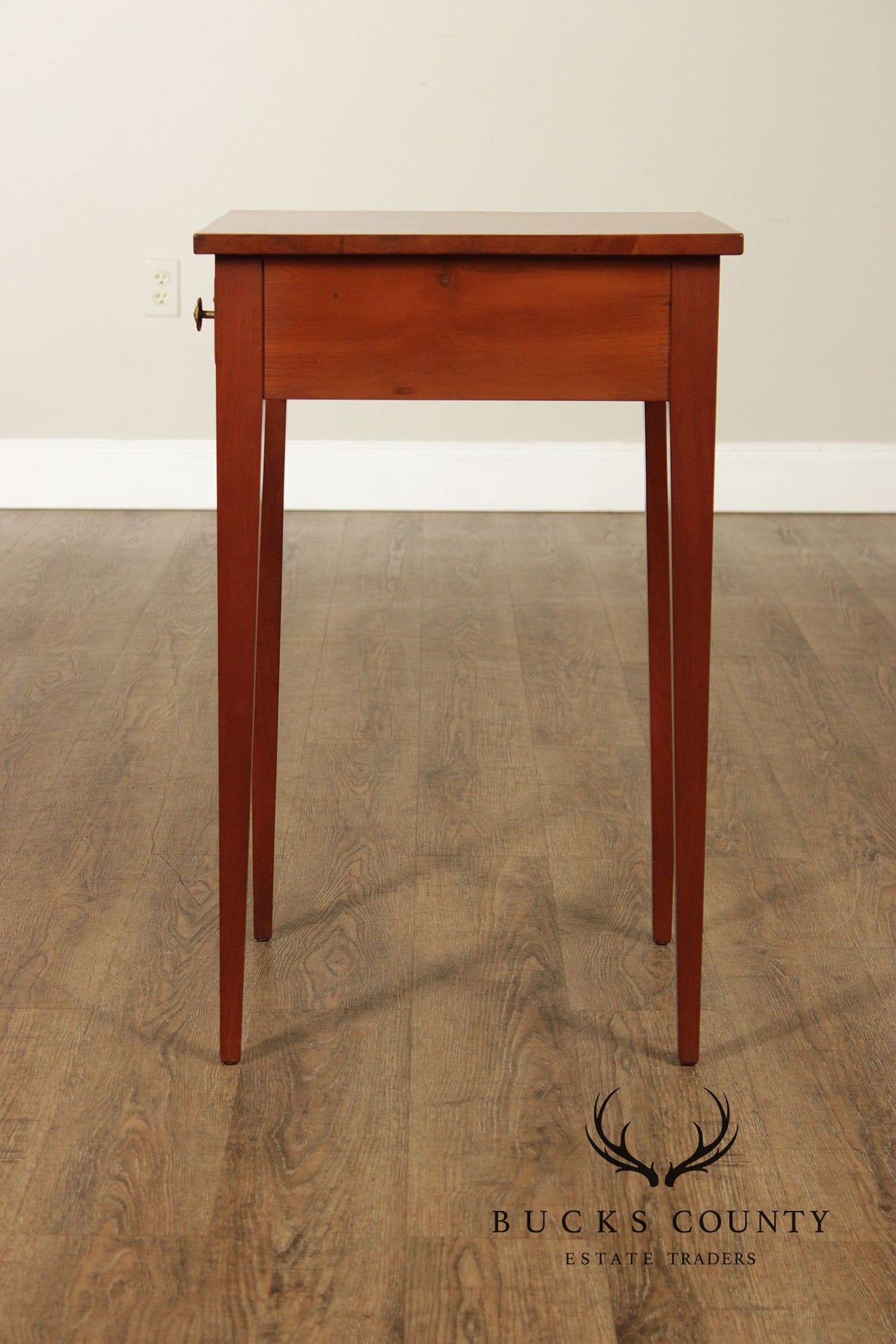 Hepplewhite Style Custom Quality Pair Of Single Drawer Work Stand Side Tables