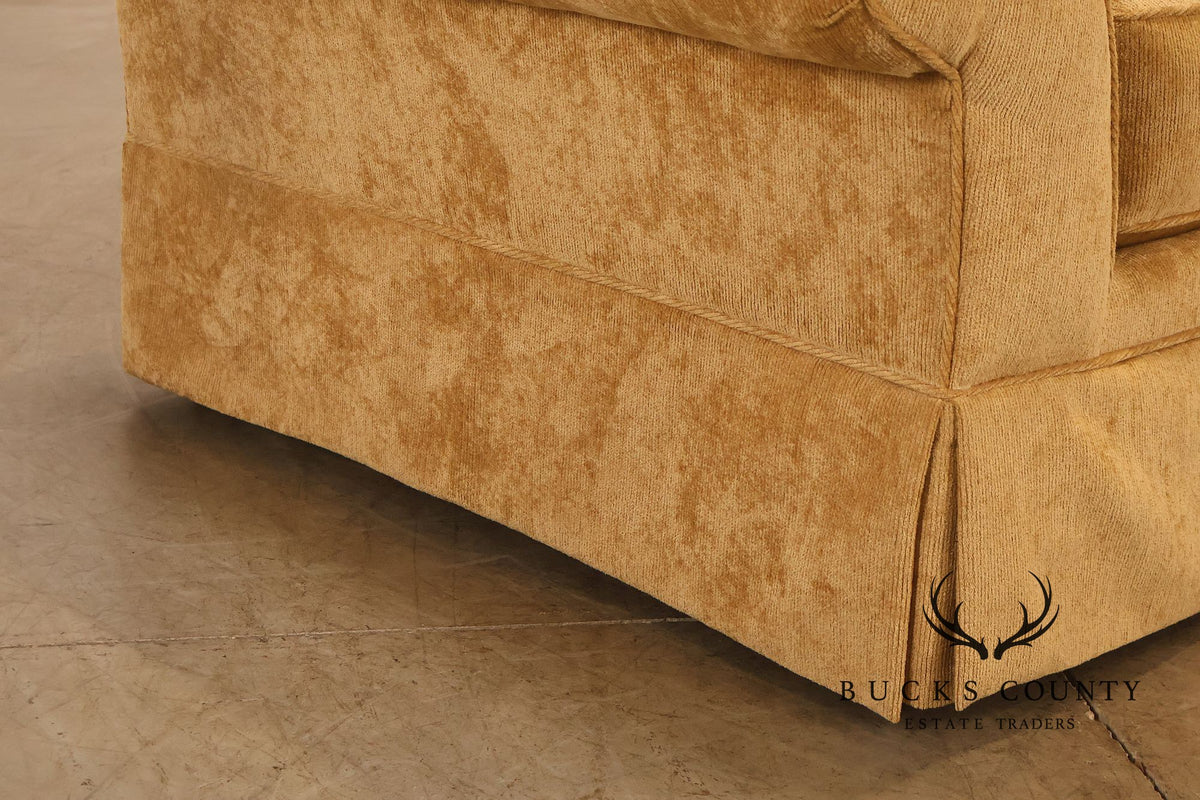Traditional Gold Chenille Upholstered Three Cushion Sofa