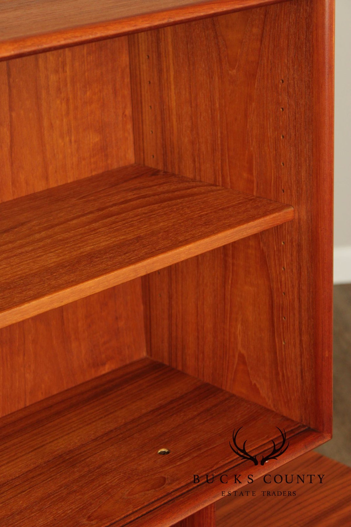 Danish Mid-Century Modern Teak Credenza With Floating Hutch
