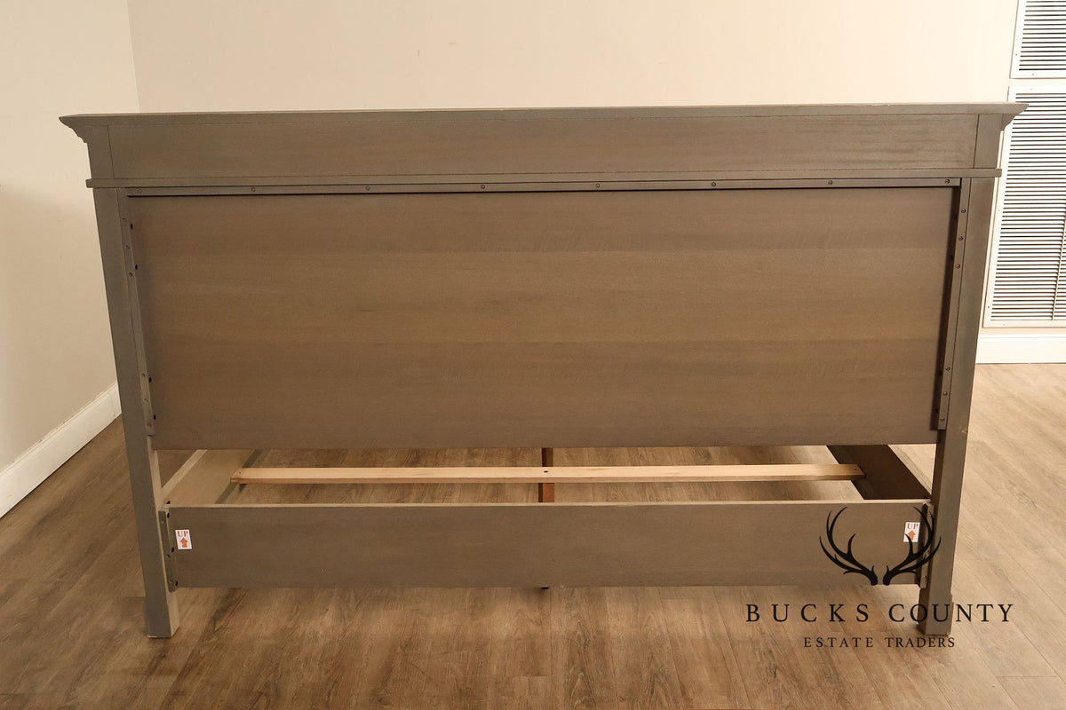 Natural Rustic Gray Finished King Size Country Style Panel Bed Frame