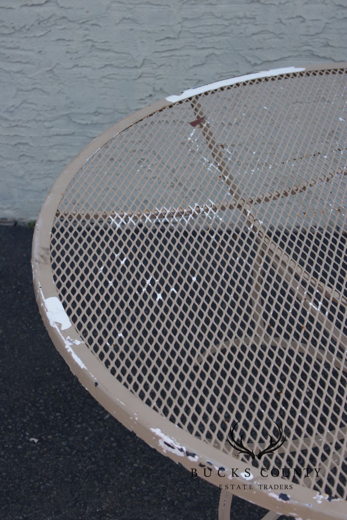 Mid Century Modern Round Wrought Iron Patio Dining Table