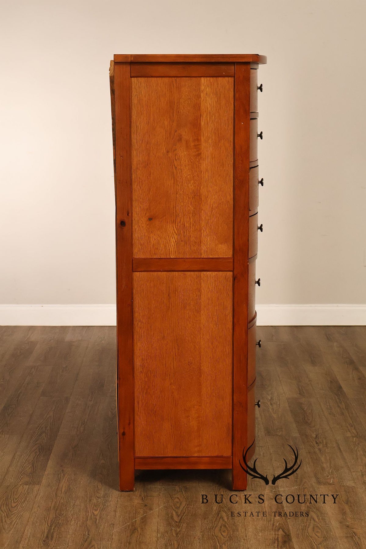 Bassett Furniture American Country Oak Seven Drawer Armoire Chifferobe With Mirror