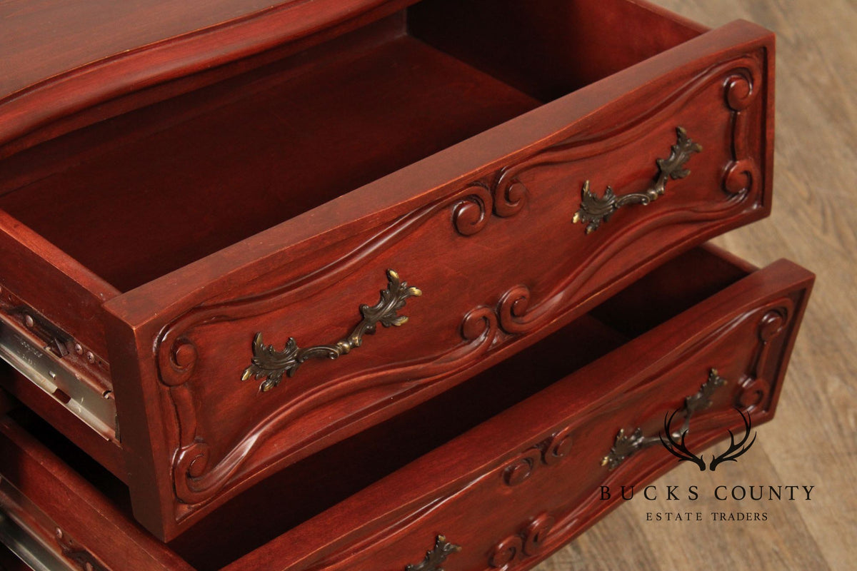 Fremarc Designs French Provincial Style Pair of Bombe Nightstands