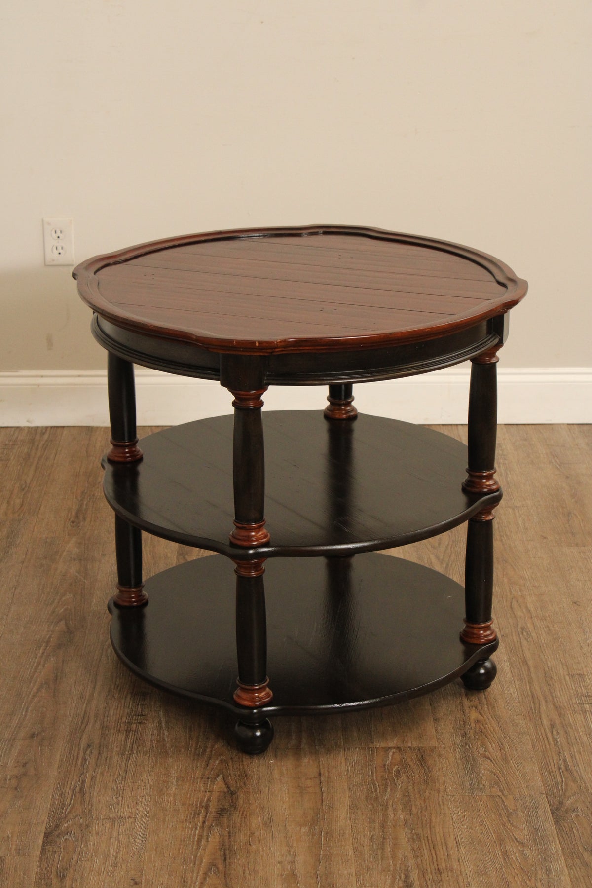 Hekman Round Two-Tone Three-Tier Library Side Table