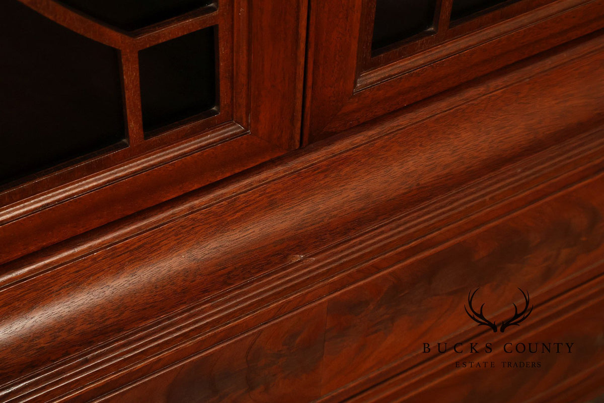 Vintage Federal Style Mahogany Two-Drawer China Cabinet
