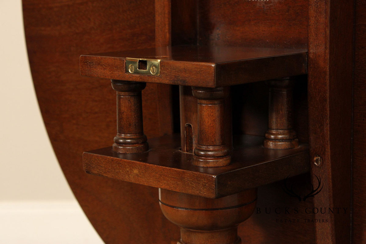Pair of Kittinger Historic Newport Mahogany Tilt-Top Pedestal Tables