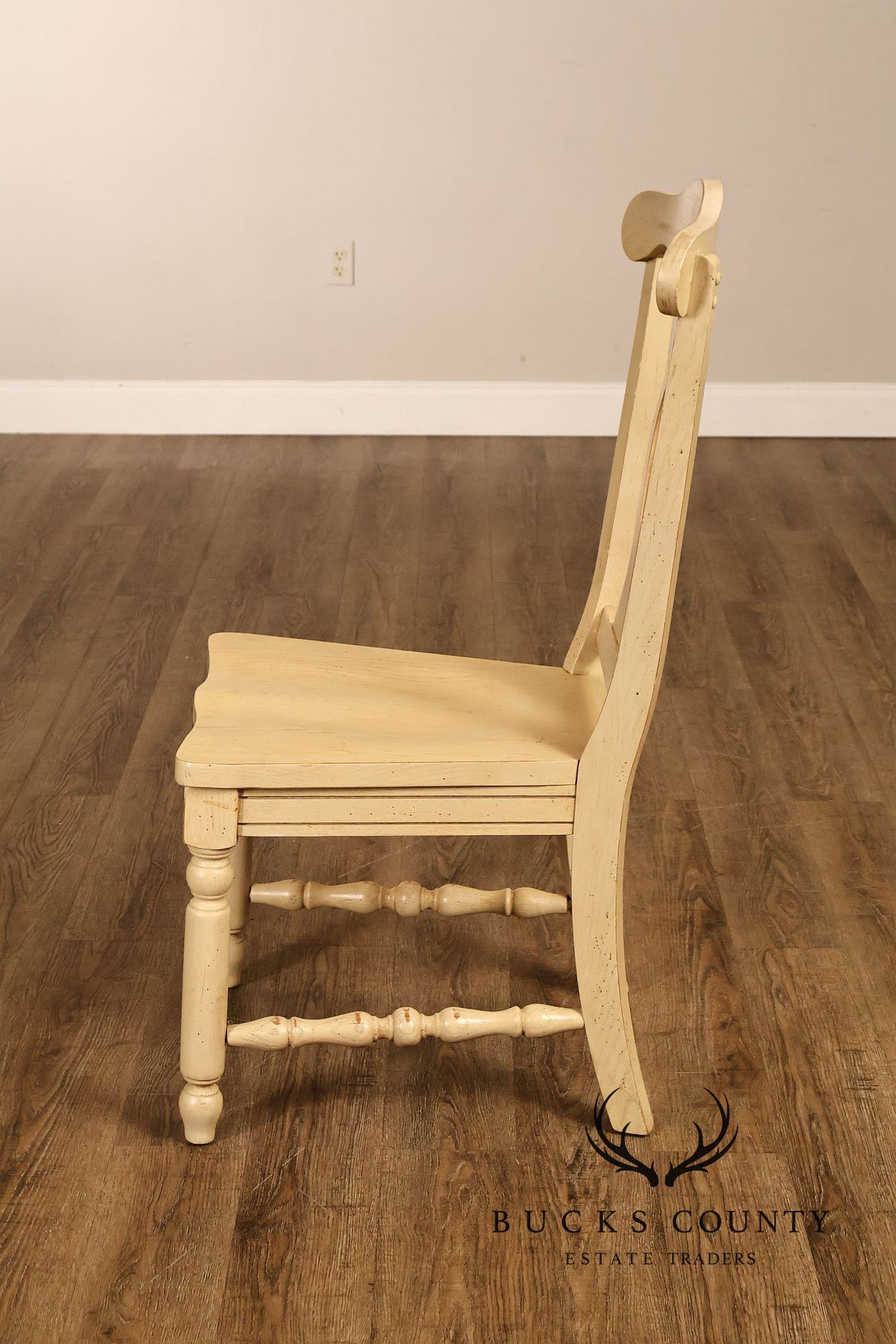 French Country Style Set Of Four Painted Oak Dining Chairs
