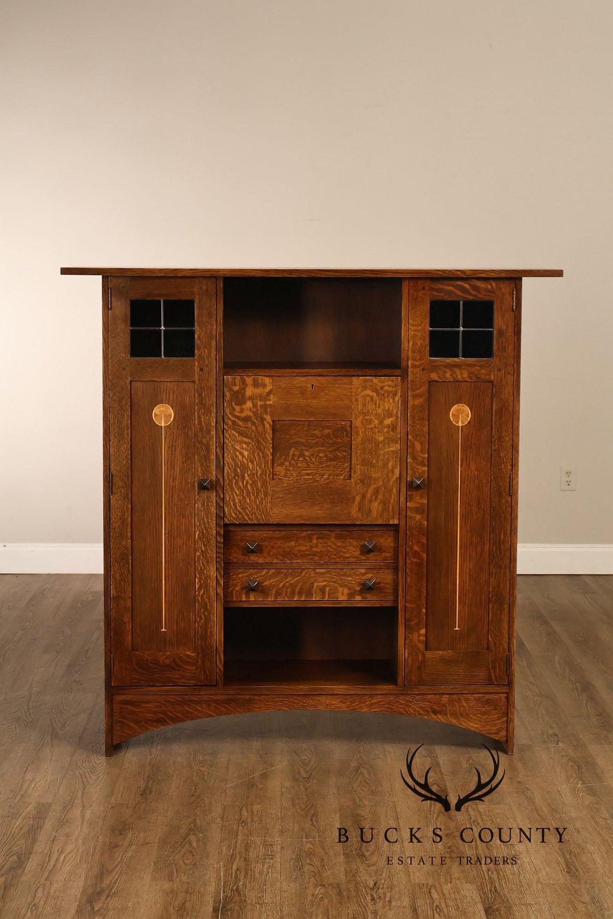 Stickley Harvey Ellis Mission Collection Oak Fall Front Secretary Bookcase