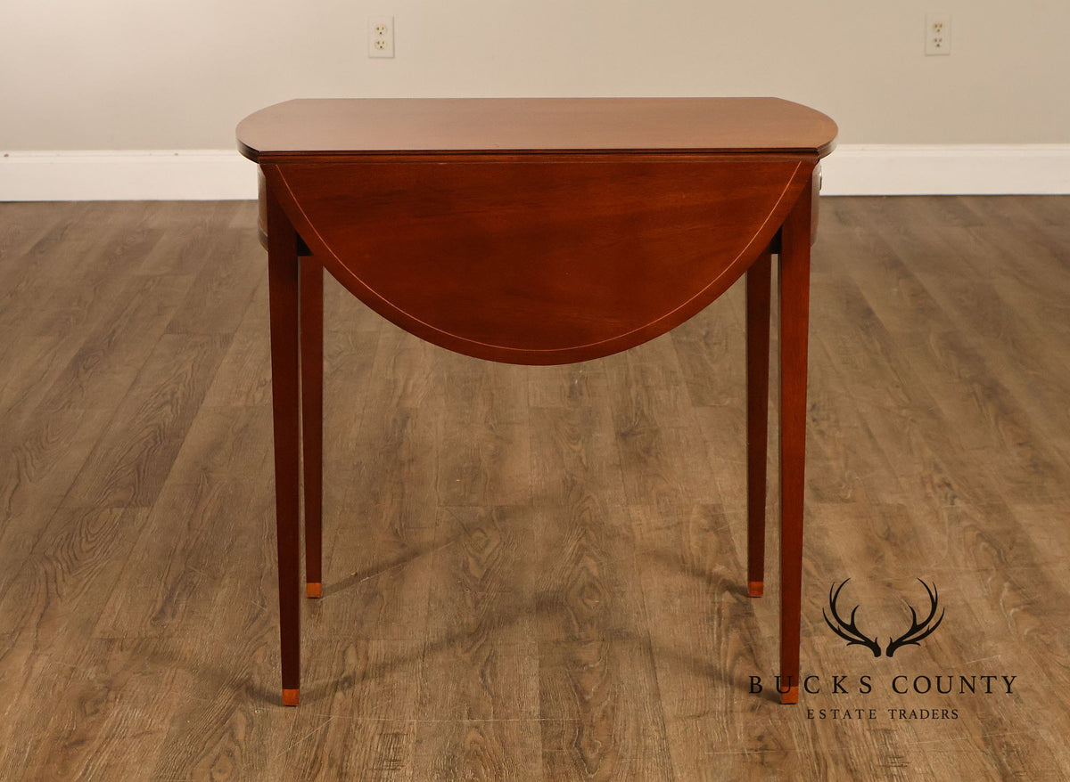 Baker Hepplewhite Style Mahogany Drop-Leaf Side Table
