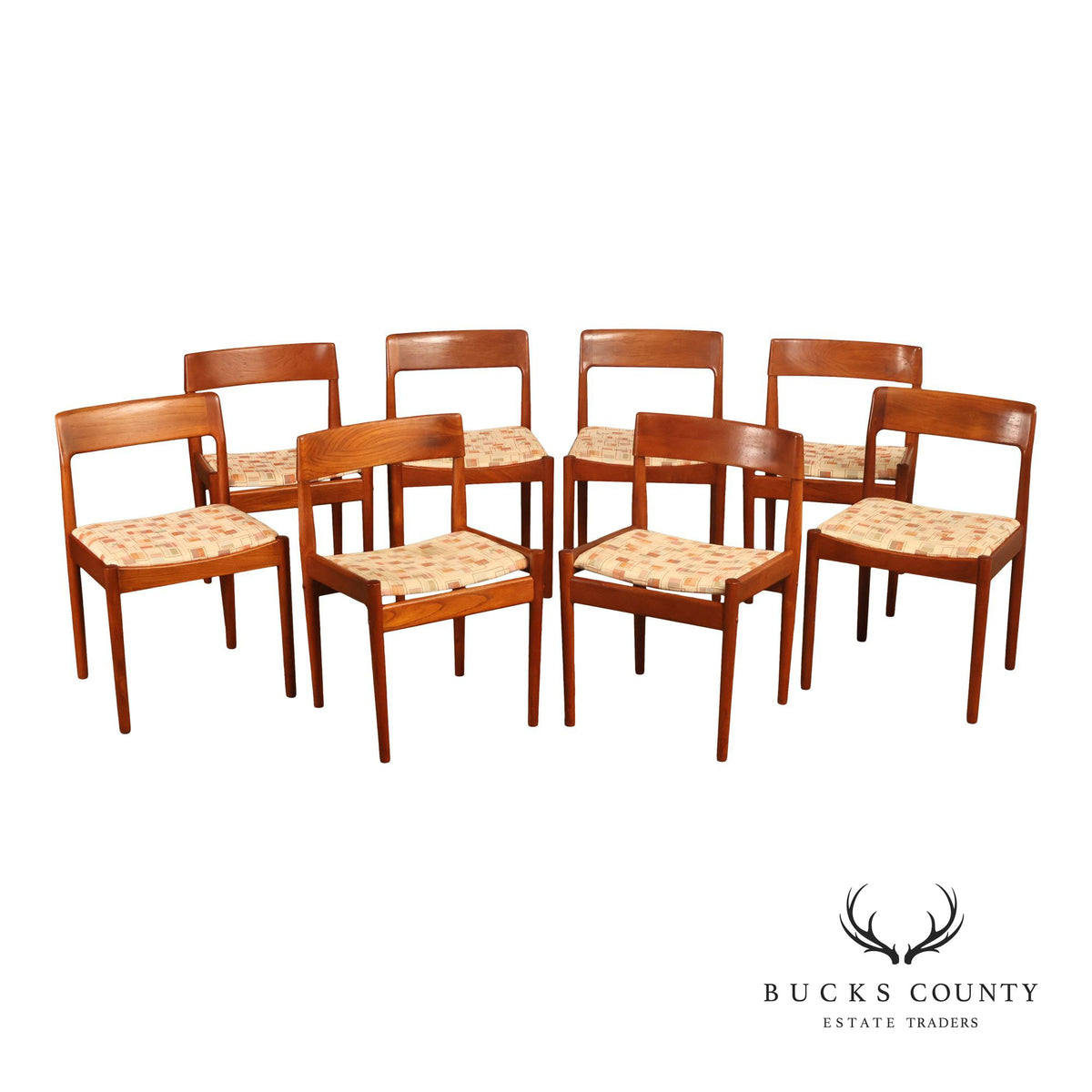 Danish Modern Set Of Eight Compatible Teak Dining Chairs