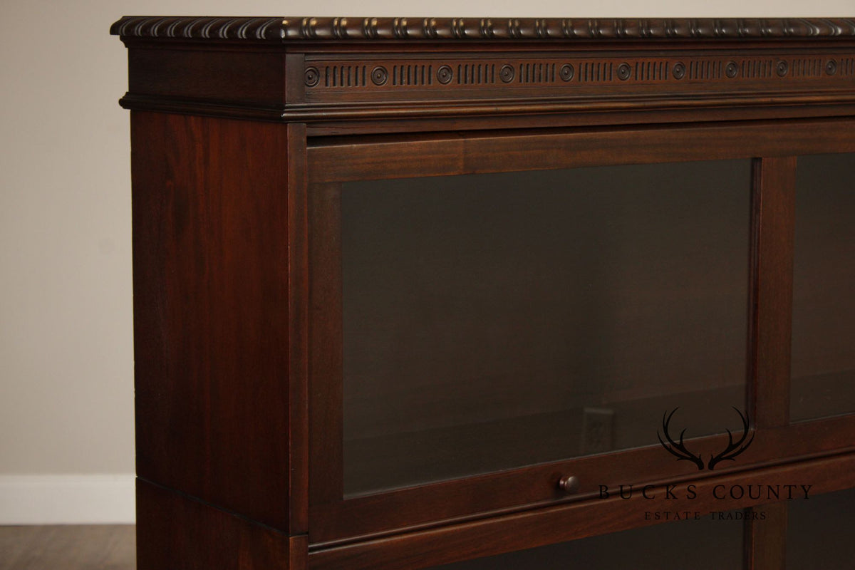 Grand Rapids Antique Mahogany Double Wide Three Stack Barrister Bookcase