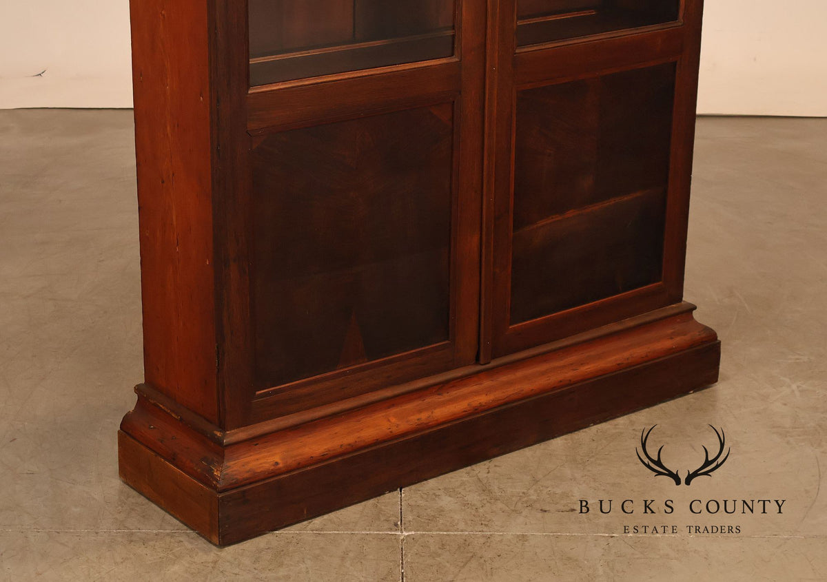 Antique Victorian Two-Door Bookcase Display Cabinet