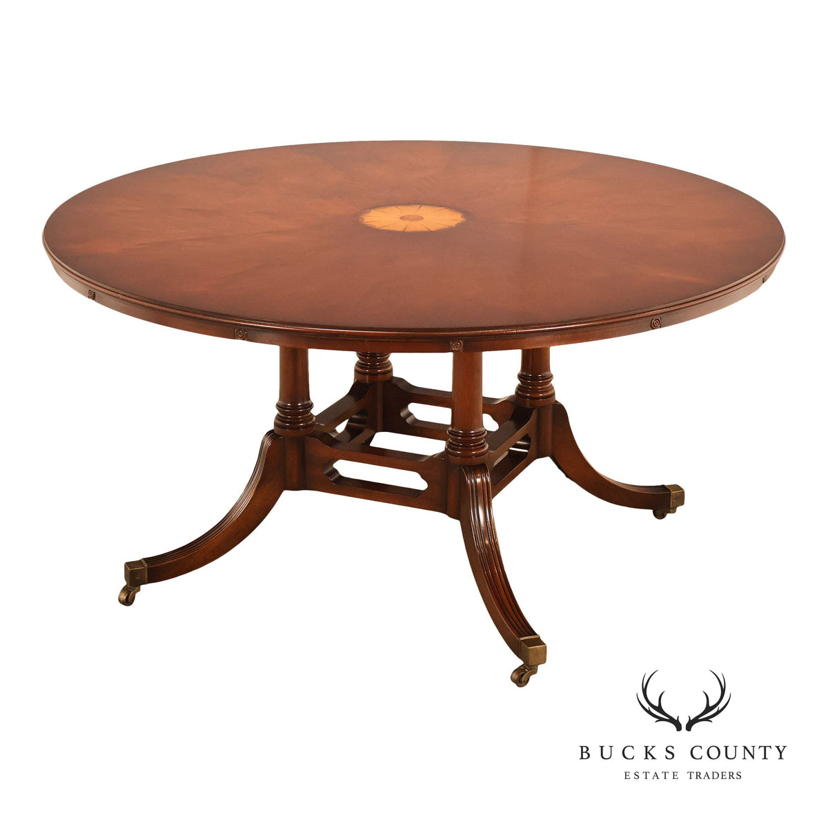 Bevan Funnell Inlaid Mahogany Round Extension Dining Table