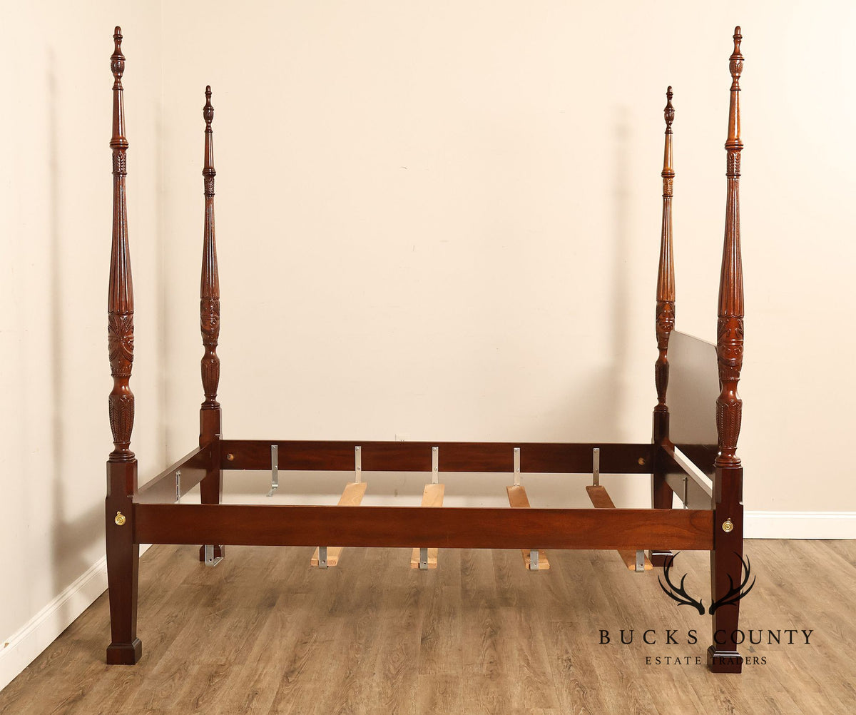 Councill Craftsmen Carved Mahogany Queen Size Four Poster Bed