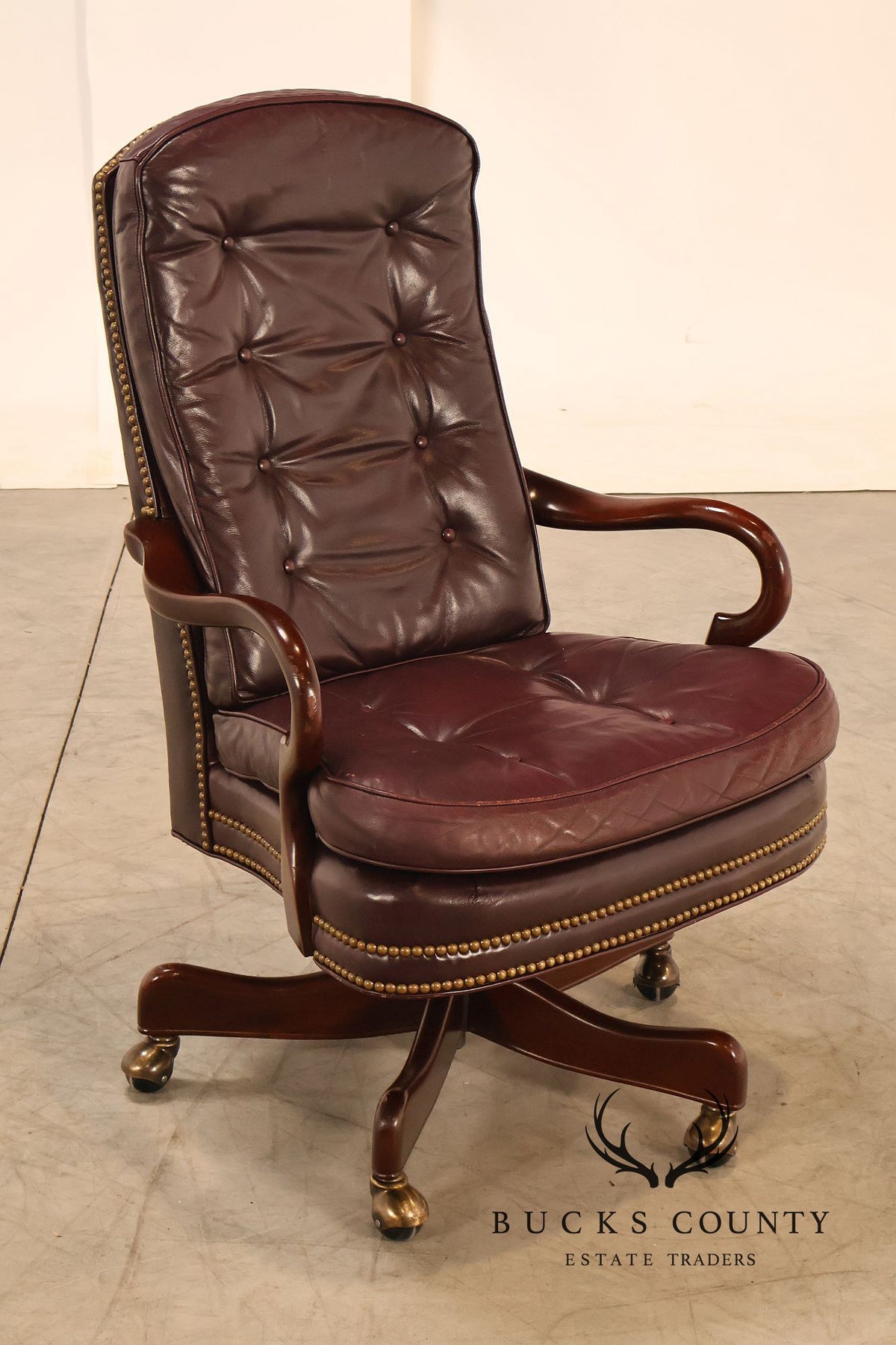 Hancock & Moore Vintage Burgundy Leather Executive Office Chair