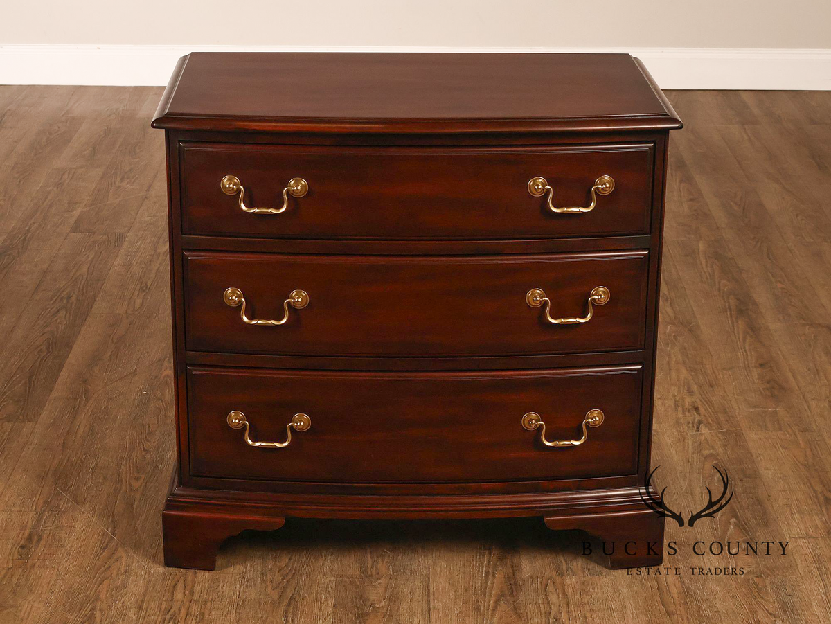 Henkel Harris Chippendale Style Pair Of Mahogany Bowfront Three-Drawer Nightstands