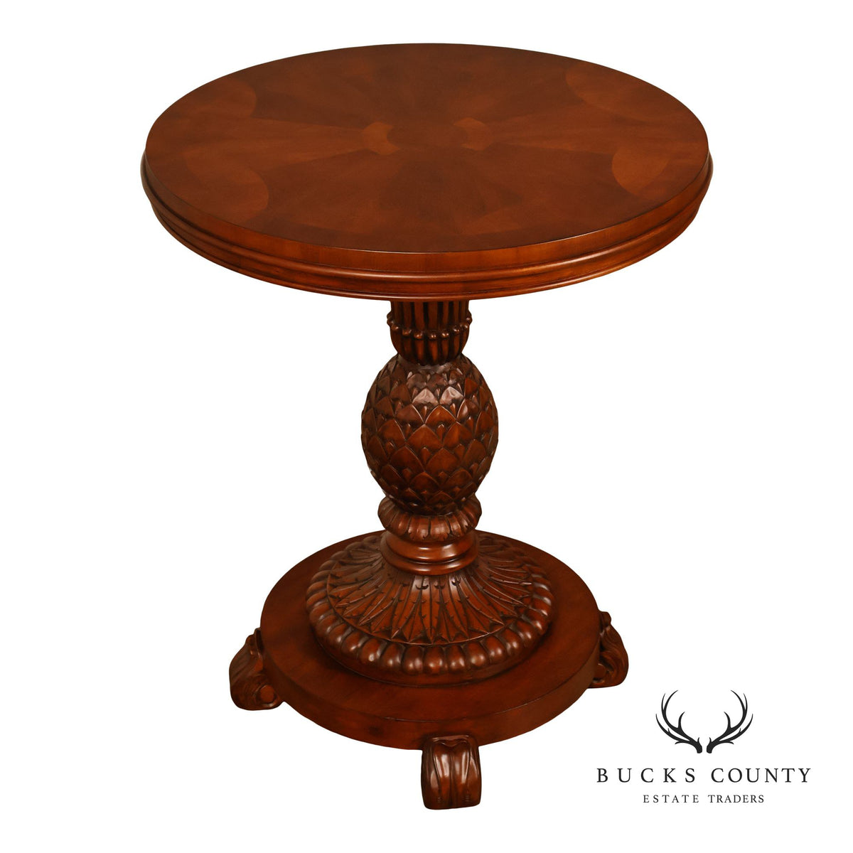 Ethan Allen Round Pineapple Pedestal Side Table