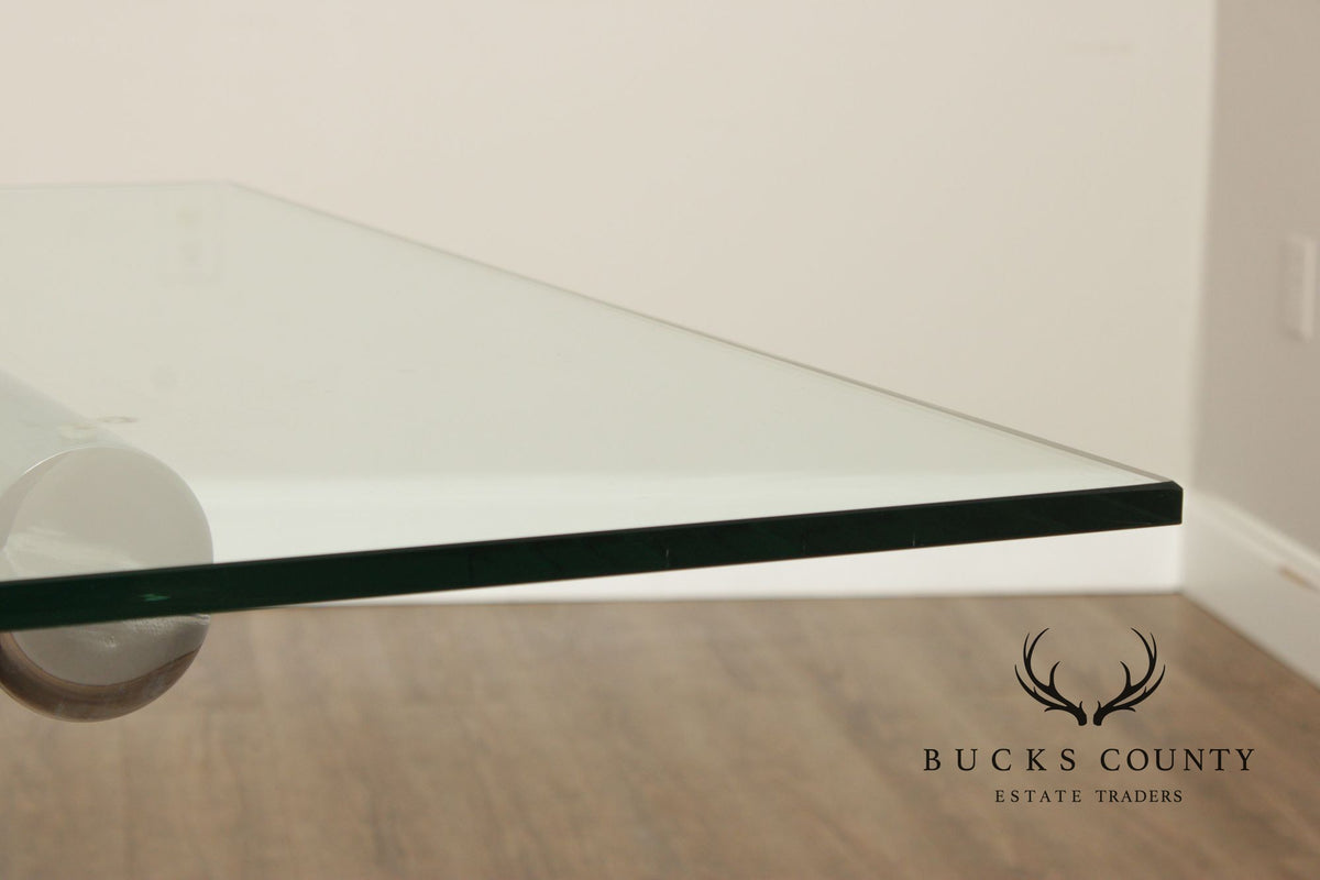 Italian Modern Glass Top Chrome Dining Table Renato Zevi