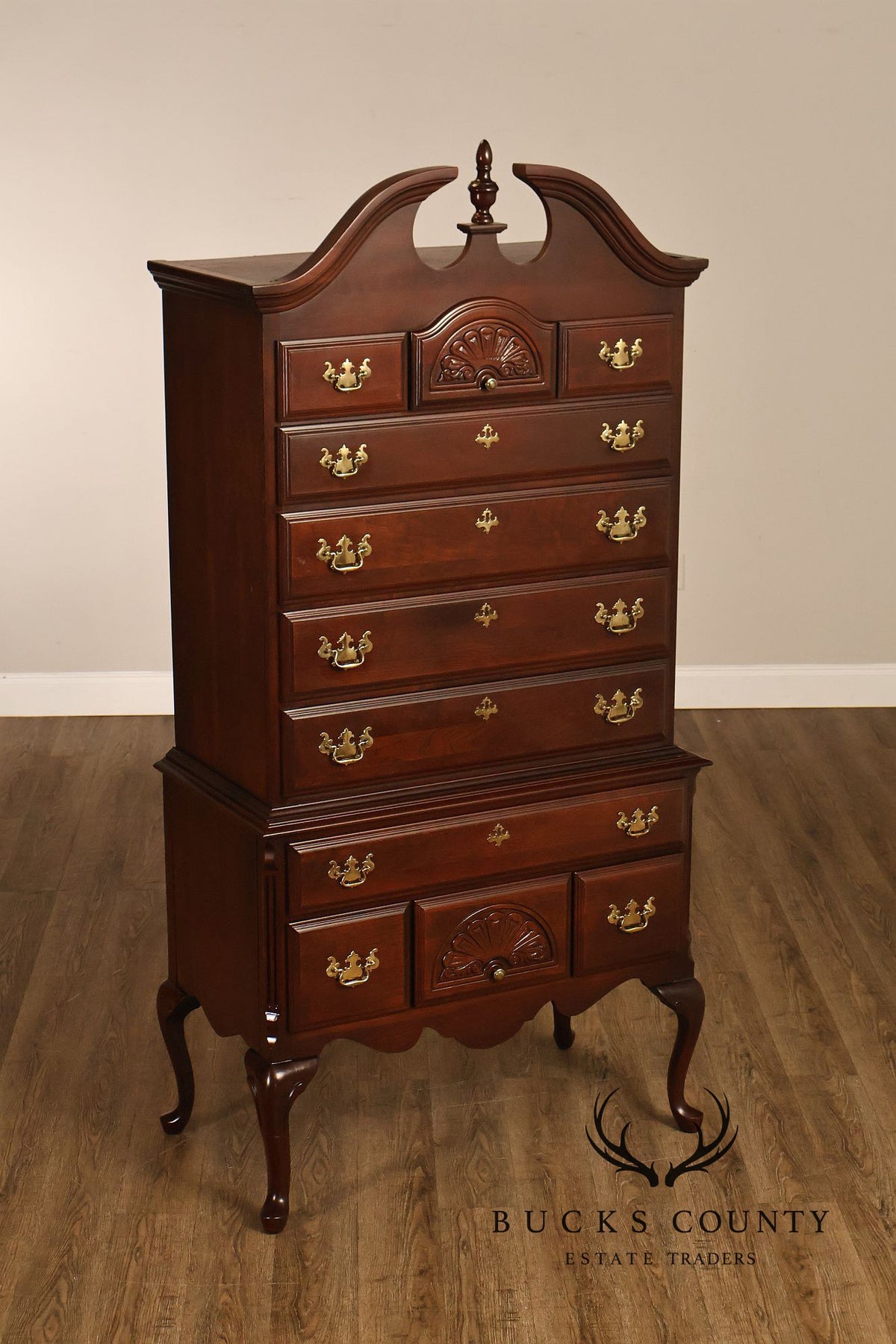 Sumter Cabinet Co. Queen Anne Style Cherry Highboy Dresser
