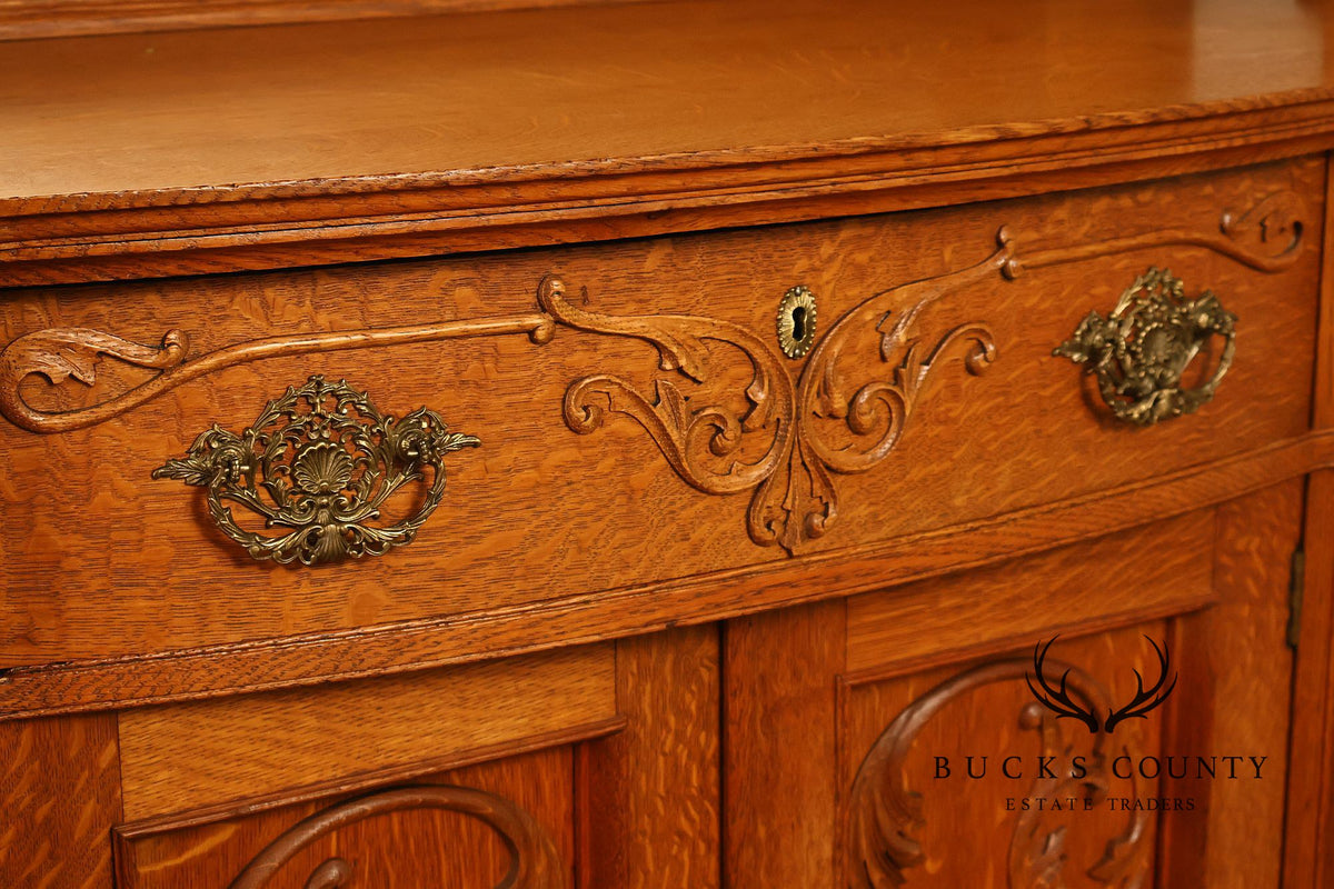 Antique Renaissance Revival Oak Sideboard with Mirrored Back