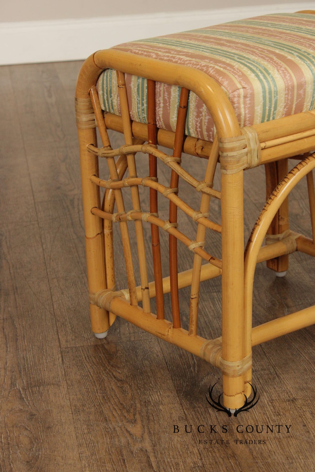 Vintage Hollywood Regency Bamboo Bench