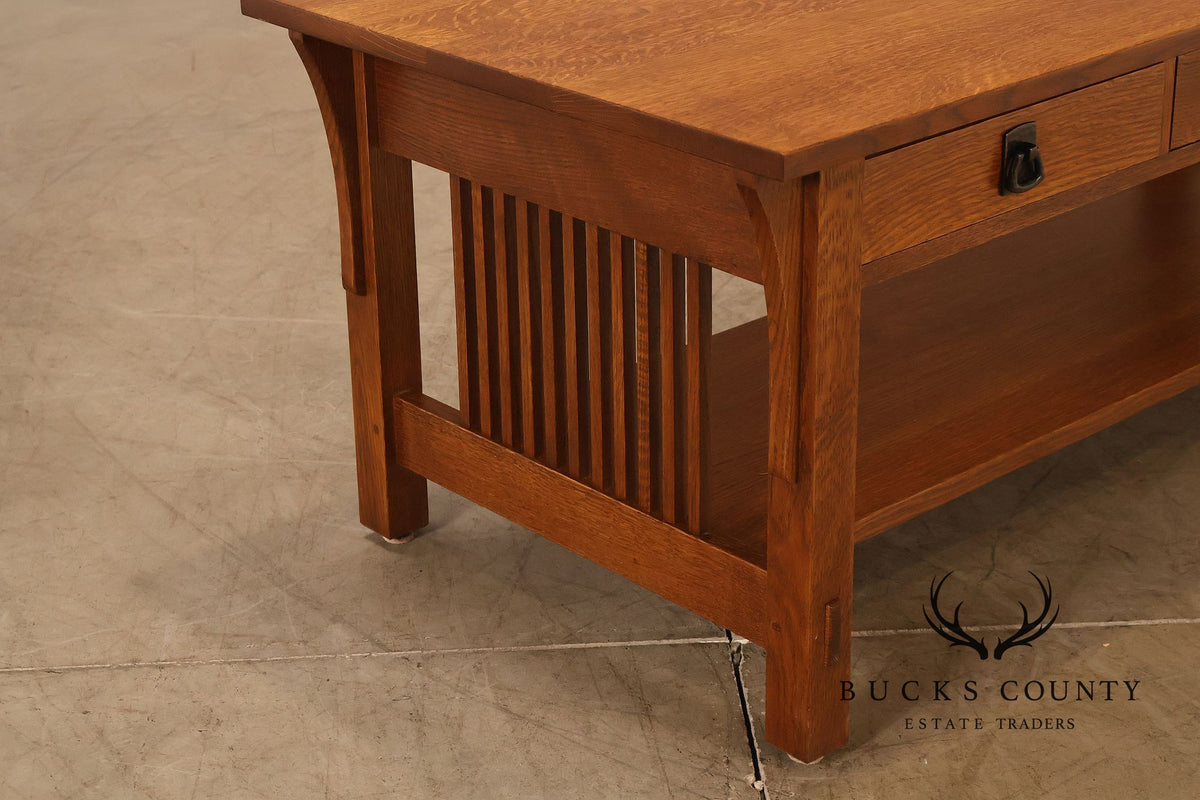 Stickley Mission Collection Oak Coffee Table With Drawers