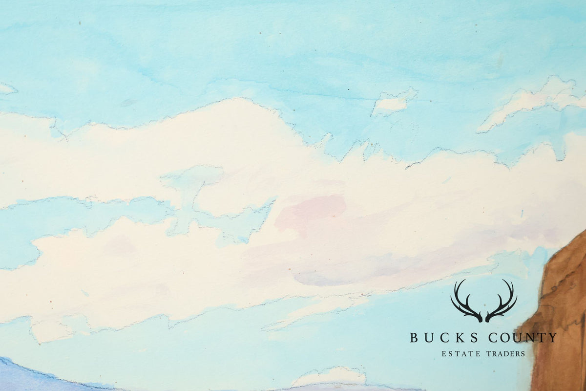 Mike Forde Southwestern Watercolor Painting, 'Albert's Magenta Hat'