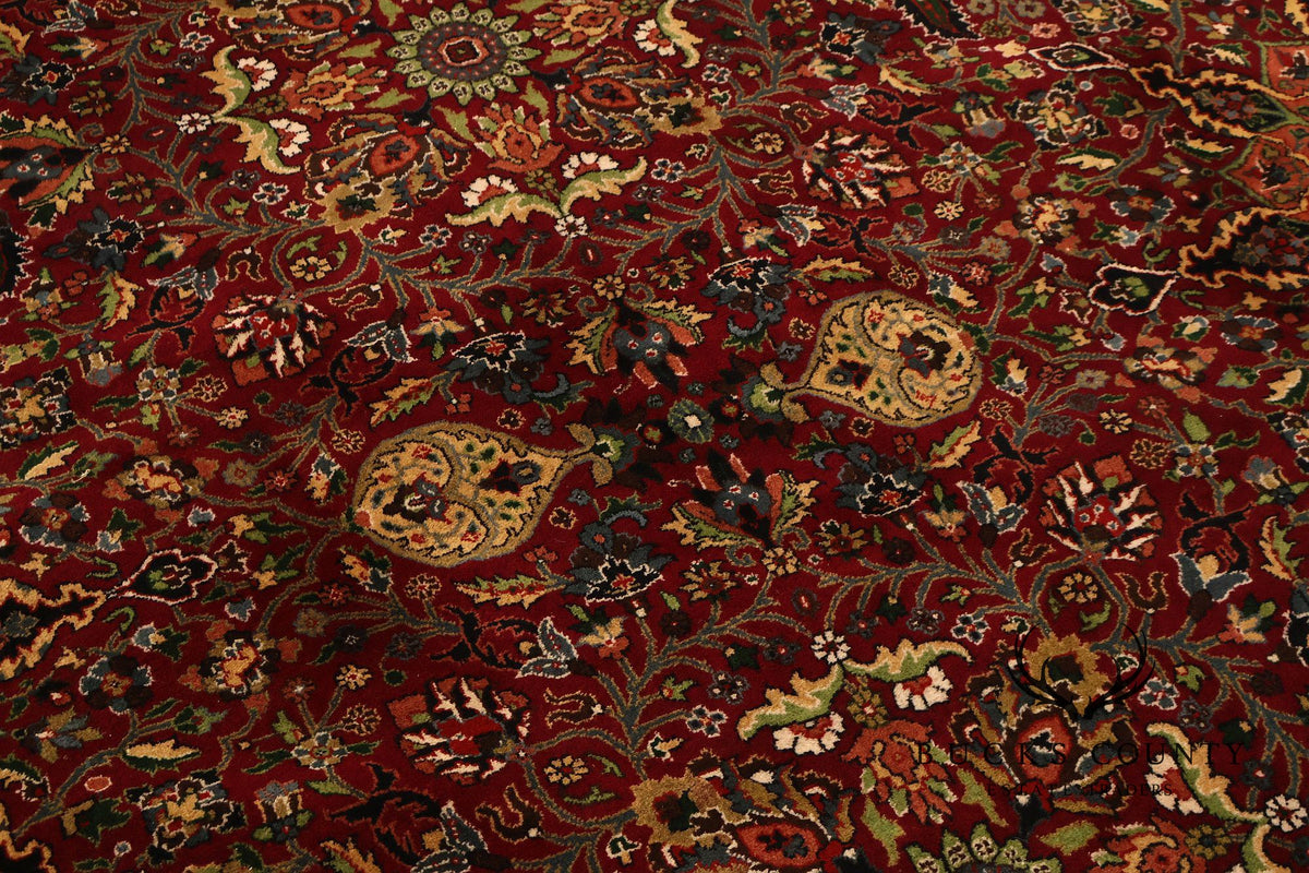 Hand Knotted Persian Style Wool Area Rug With Floral Medallion Design