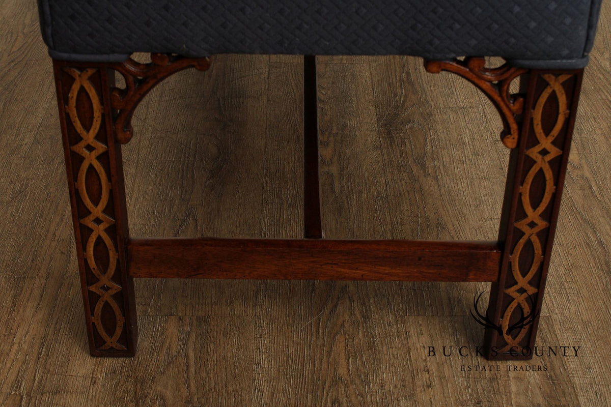 Chinese Chippendale Mahogany Fretwork Window Bench