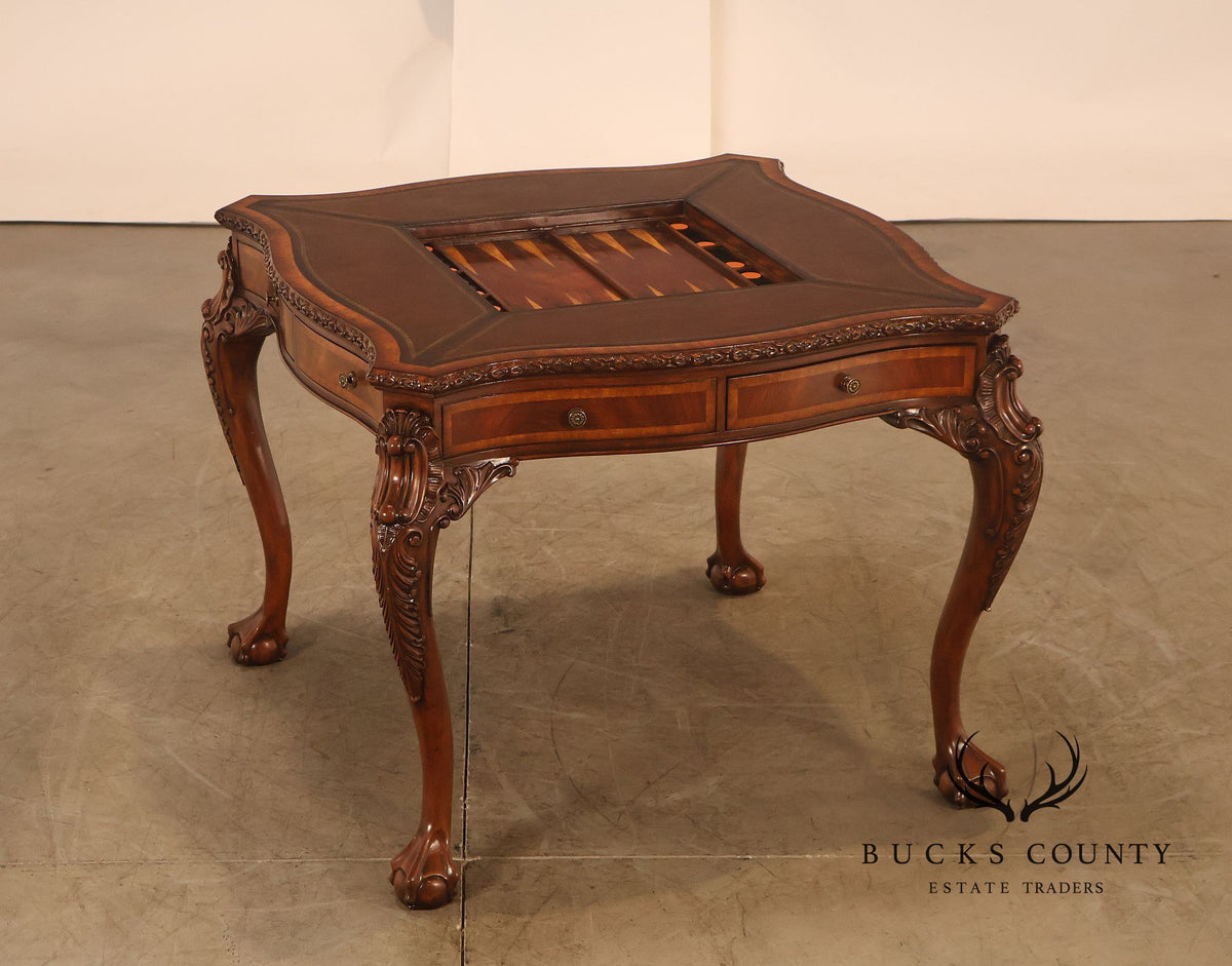 Lloyd Buxton Leather Top Four Drawer Gaming Table With Backgammon And Chess Board