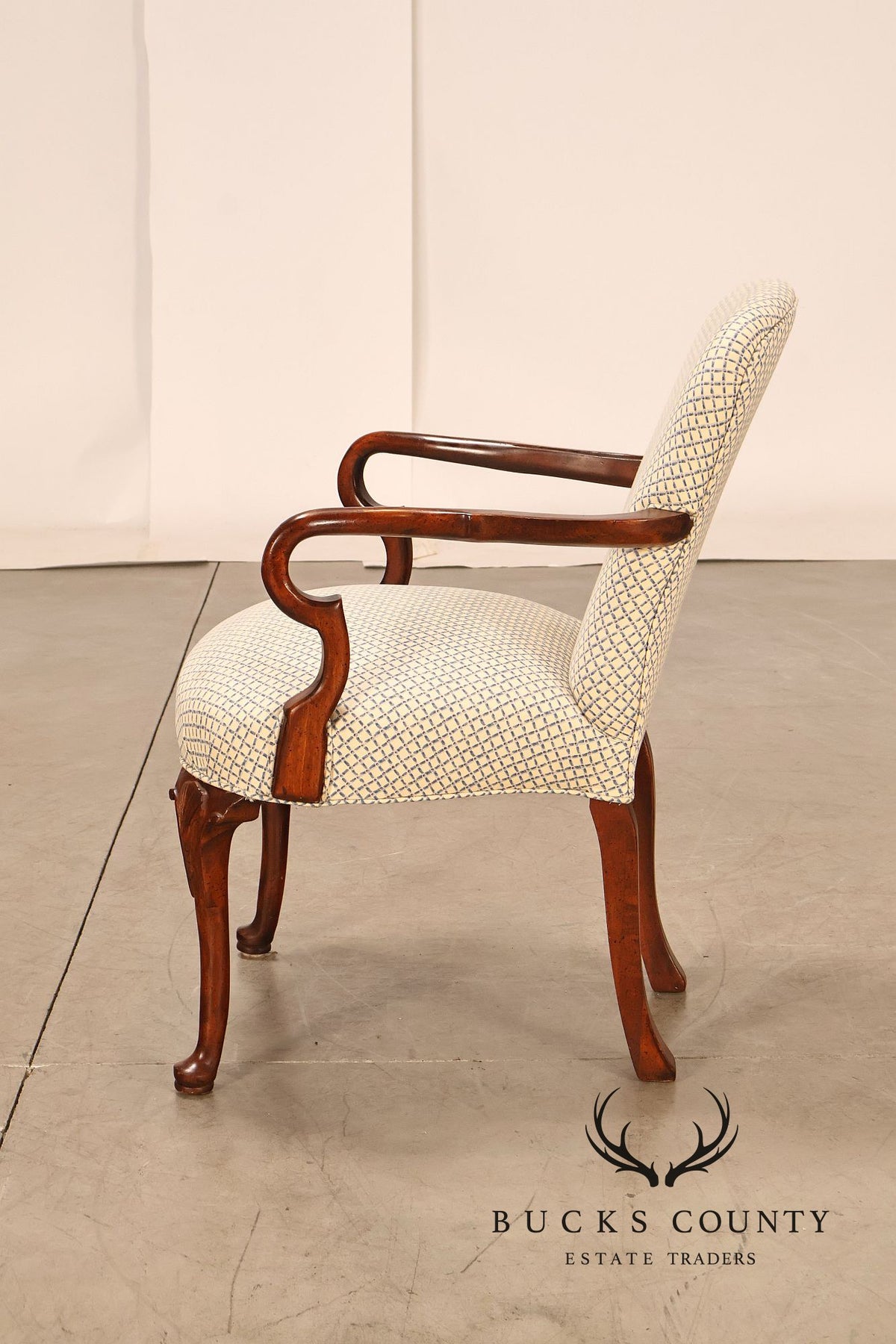 Queen Anne Style Pair of Mahogany Armchairs