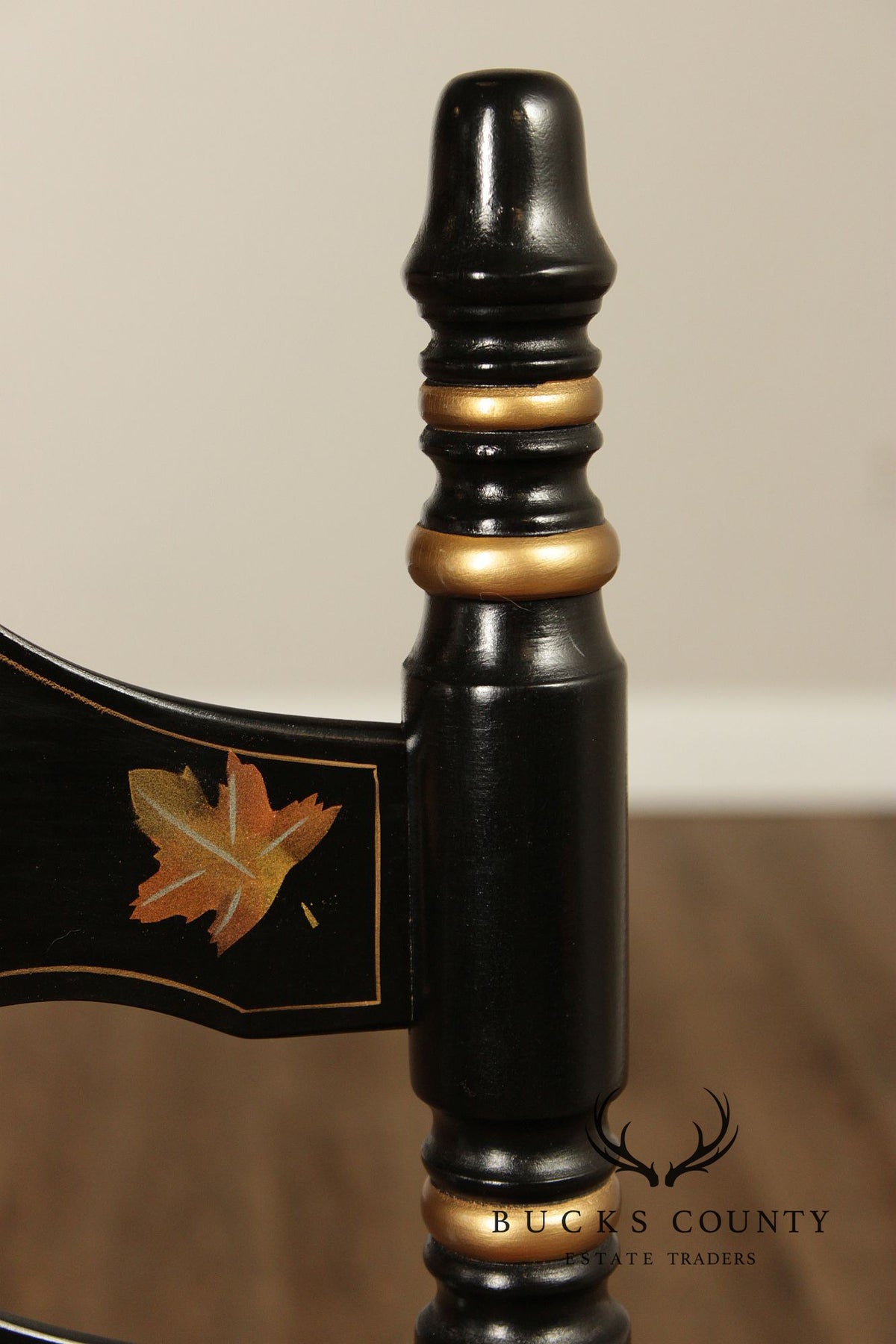 Ethan Allen Pair Of Hitchcock Style Hand Painted Ladderback Side Chairs