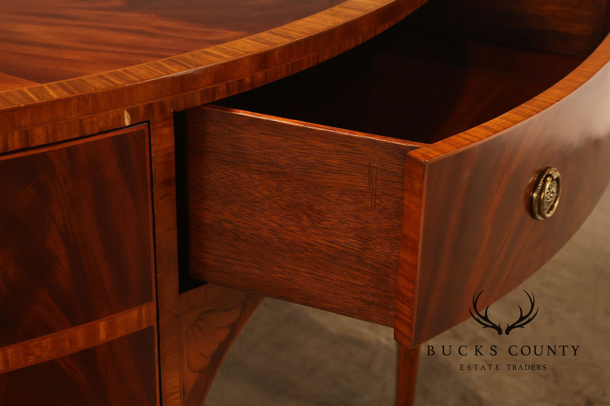 Maitland Smith Hepplewhite Style Deep Mahogany Demilune Sideboard