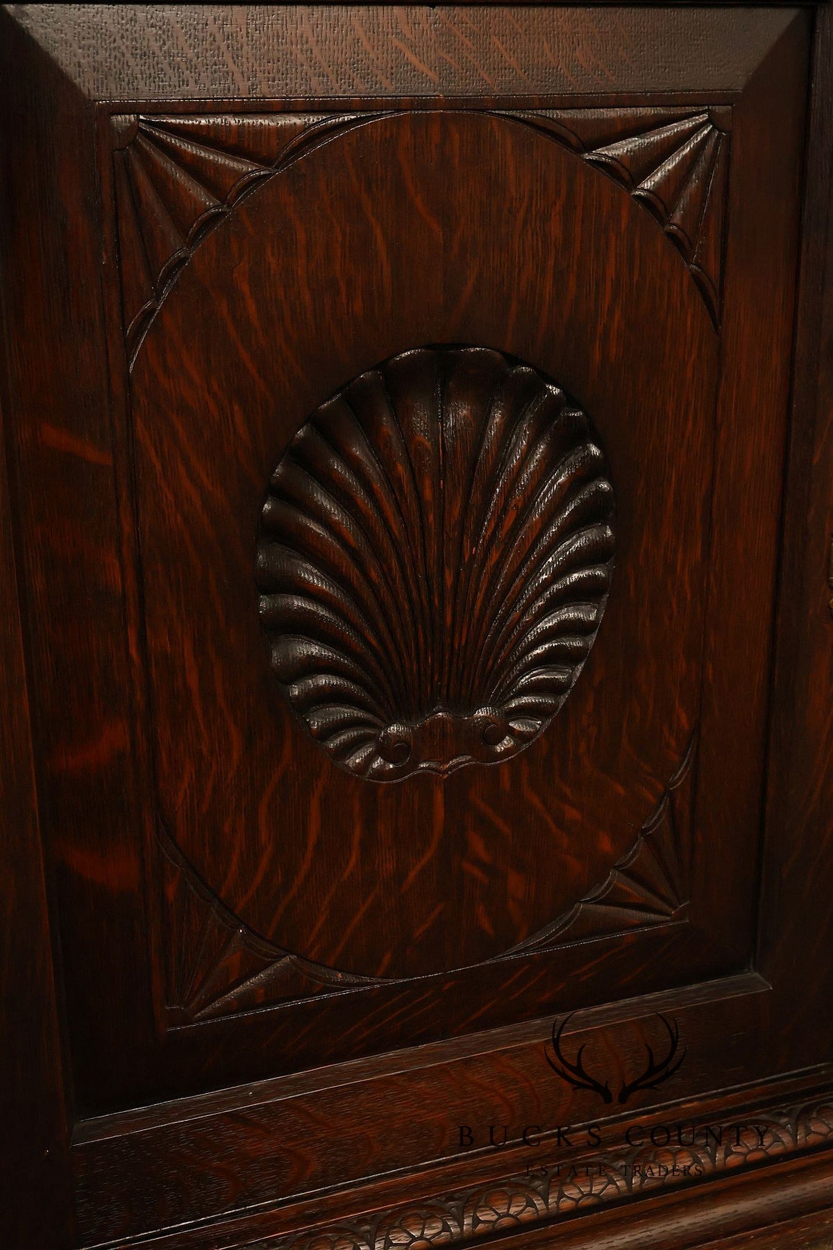 Antique RJ Horner Style Victorian Carved Oak Corner Cabinet