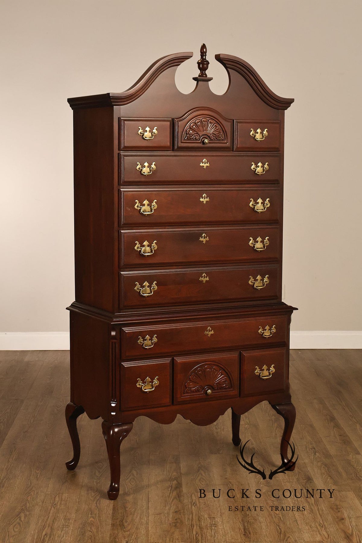 Sumter Cabinet Co. Queen Anne Style Cherry Highboy Dresser