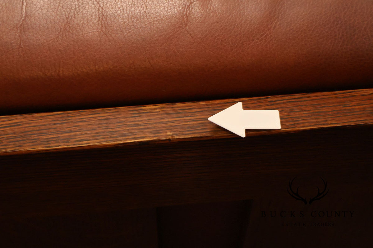 Stickley Mission Collection Oak Settle With Leather Cushions