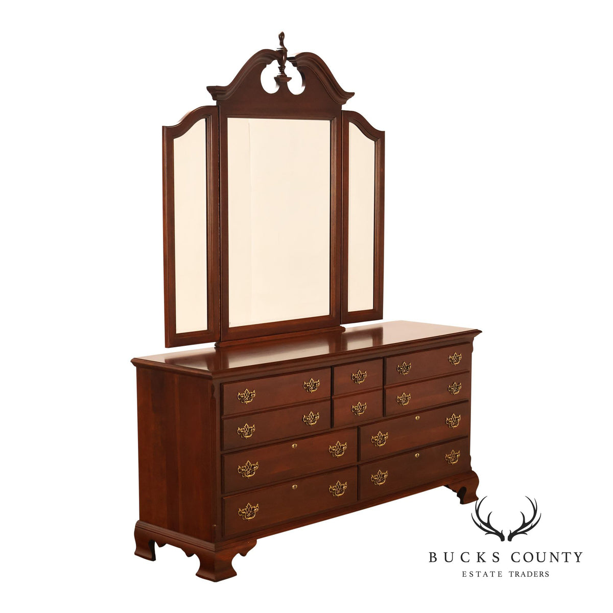 Cochran Mahogany Chippendale Style Cherry Dresser With Mirror
