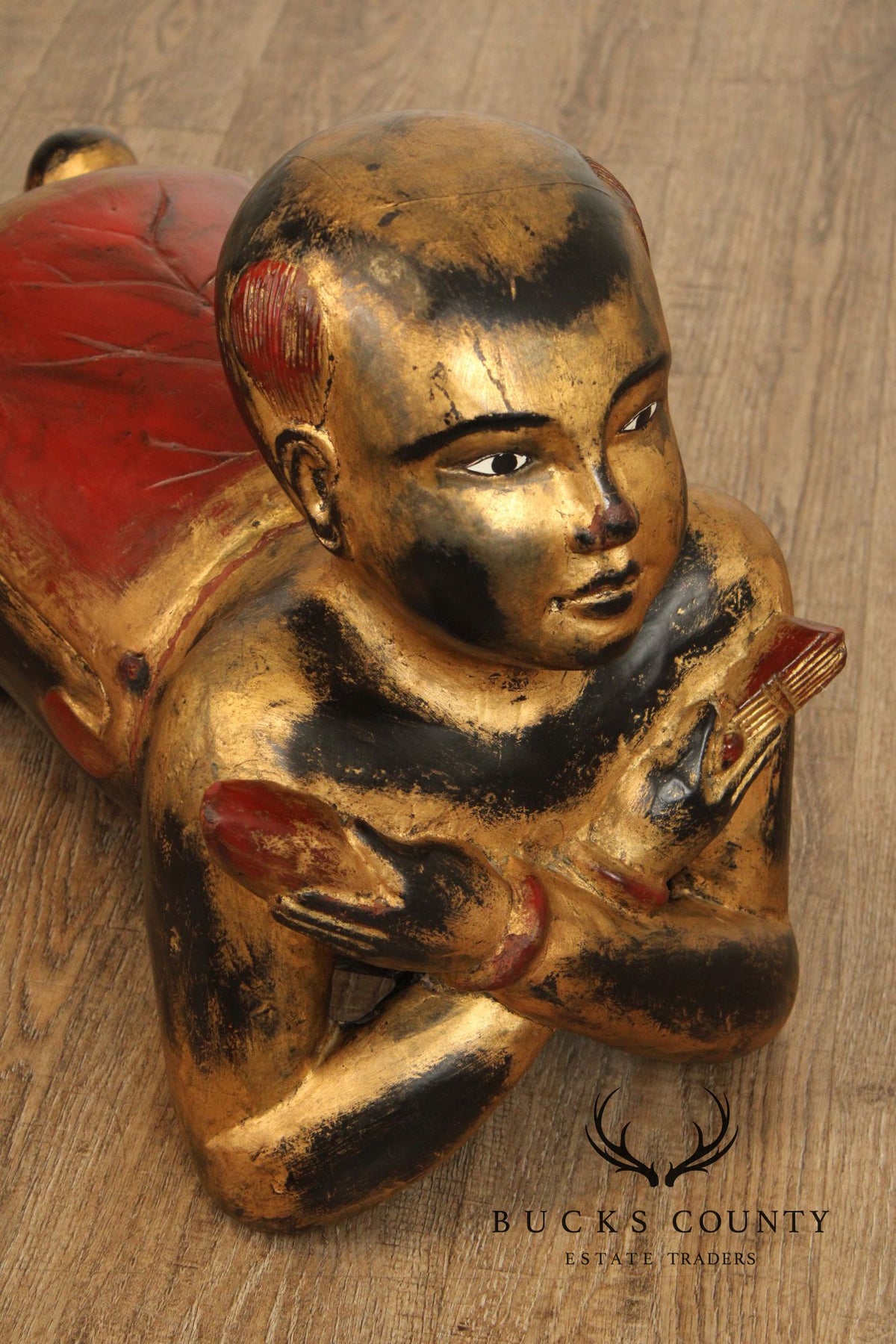 Vintage Thai Giltwood Temple Figure Stool