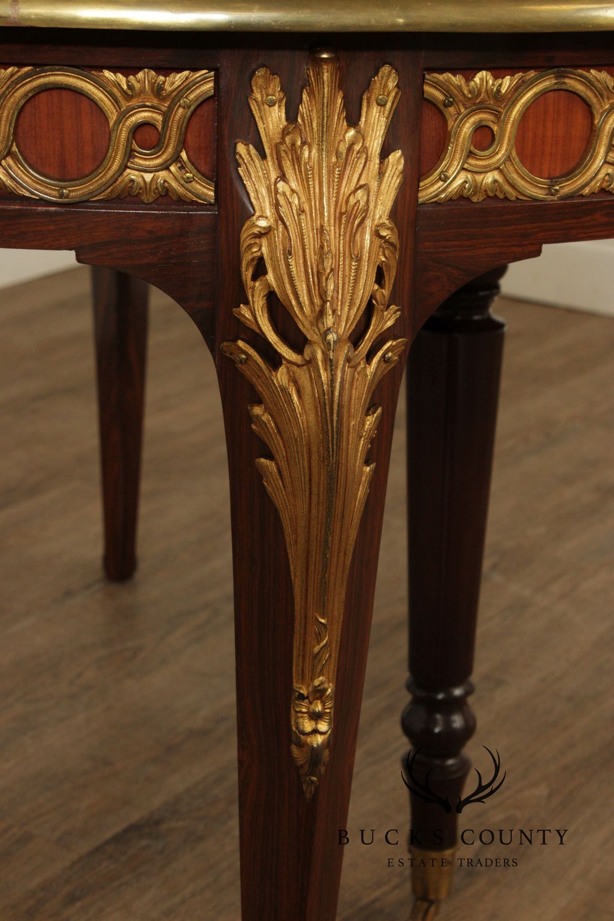 French Louis XV Style Ormolu Mounted Round Expandable Dining Table