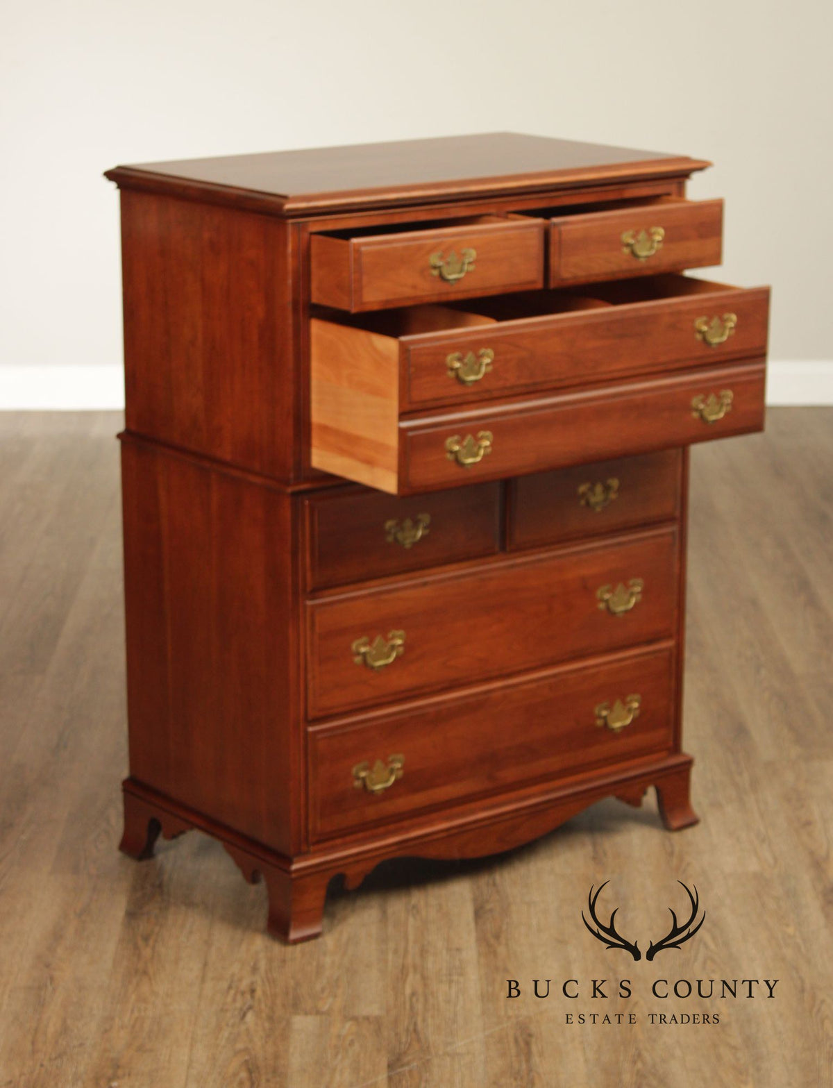 Kling Chippendale Style Cherry Chest on Chest