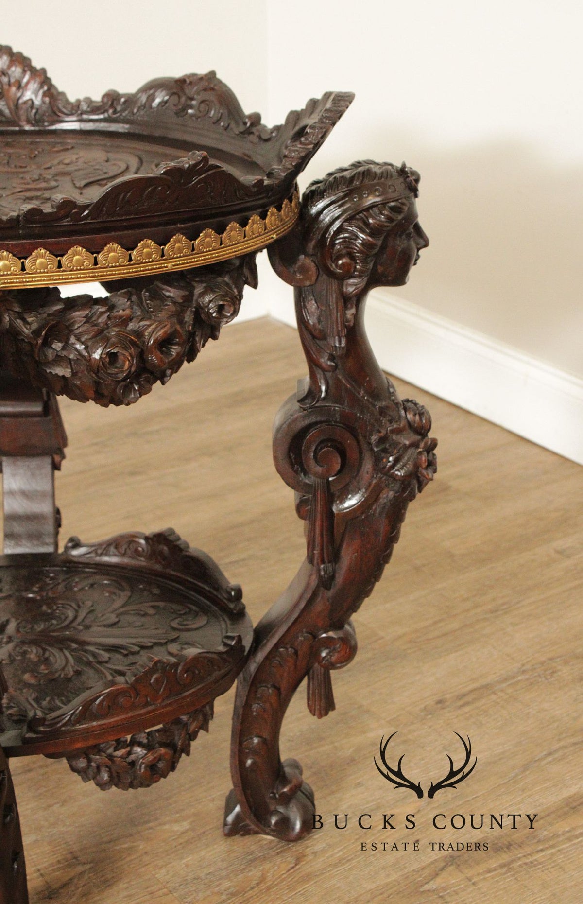 Antique Italian Renaissance Revival Carved Side Table